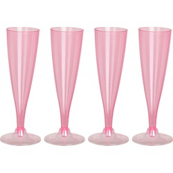 EH Prosecco/champagneglazen - 4x - roze - kunststof - 130 ml - herbruikbaar - Champagneglazen