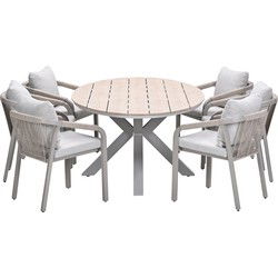 Garden Impressions Tarera tuinset 7-delig dakar sand - Tulli tuintafel 220x115 cm - light teak vironwood