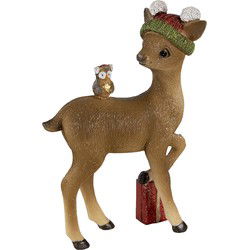 Clayre & Eef Beeld Hert 16x8x24 cm Bruin Polyresin Kerstdecoratie