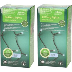 2x stuks lED Durawise twinkle buitenverlichting op batterij helder wit 400 cm - Lichtsnoeren