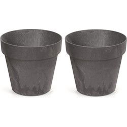 Prosperplast Bloempot - 4x - betonlook - antraciet - kunststof - 20 cm - Plantenpotten