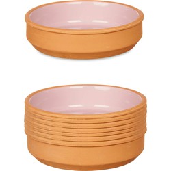 Set 8x tapas/creme brulee serveer schaaltjes terracotta/roze 16x4 cm - Snack en tapasschalen