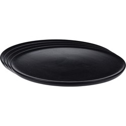 Set van 4x stuks kerstdiner onderborden rond zwart hout 38 cm - Onderborden