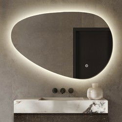 Badkamerspiegel Asymmetrisch - Spiegel Asymmetrisch - LED Verlichting - Anti Condens Verwarming - Dimbaar - 90 cm