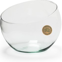 Jodeco Bloemenvaas Bob - helder transparant - eco glas - D20 x H16 cm - bol vaas/lage schaal - Vazen