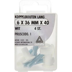 Koppelbout lang 6x36mm wit 4st