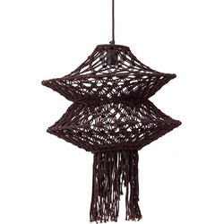 PTMD Milley Brown cotton macrame hanging lamp 2 layers