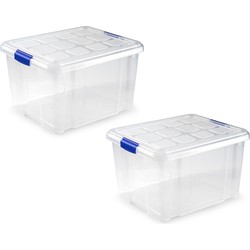 3x Opbergbakken/organizers met deksel 25 liter 42 cm transparant - Opbergbox