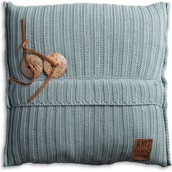 Knit Factory Aran Sierkussen - Stone Green - 50x50 cm - Inclusief kussenvulling
