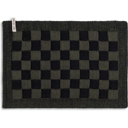 Knit Factory Gebreide Placemat - Onderlegger Block - Zwart/Khaki - 50x30 cm