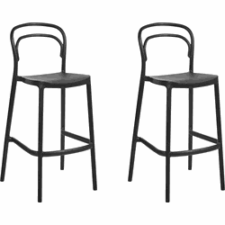 PORANO - Barkruk set van 2 - Zwart - Kunststof