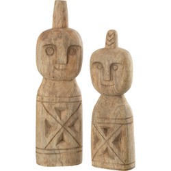 J-line - Set Van 2 Afrikaans Gerkefd Figuur Hout Naturel - 11.58x7.5x40.5cm