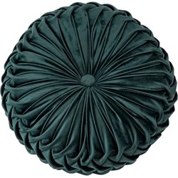 Fluwelen Kussen Ottoman – Rond – Tijm Groen - Ø 38 cm (incl. vulling)