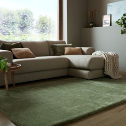 Hoogpolig vloerkleed Faroe Wol Look - Fluffy - Groen - 120 x 170 cm