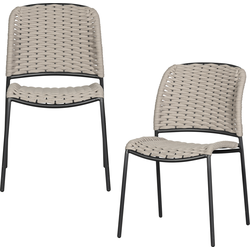 WOOOD Taku Tuinstoel Zonder Armleuning - Polyester - Zand -Set van 2