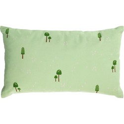 Kave Home - Kussenhoes Llaru 100% katoen paddenstoelen groen 30 x 50 cm