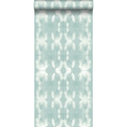 ESTAhome behang tie-dye shibori motief vergrijsd mintgroen