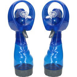 Gerimport waterspray ventilator - 2x stuks -blauw - 27 cm - voor verkoeling in de zomer - Ventilatoren