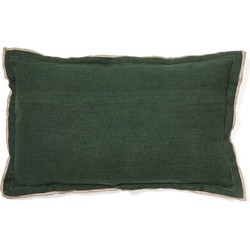 Kave Home - Linnen kussenhoes Sagi in beige en groen 30 x 50 cm