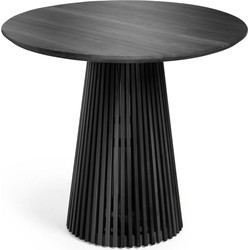 Kave Home - Jeanette ronde massief witte cederhouten tafel in zwart, Ø 90 cm