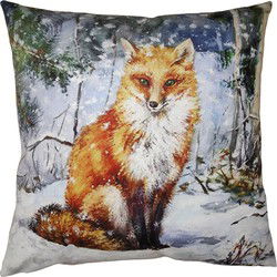 Clayre & Eef Kussenhoes Bruin Blauw Polyester Vos