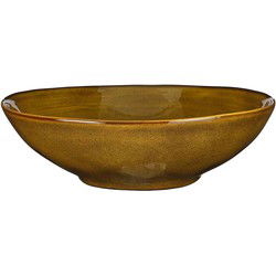 Mica Decorations Tabo Schaal - H9 x Ø30,5 cm - Keramiek - Oker