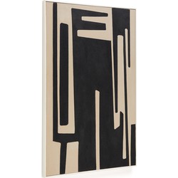 Kave Home - Abstract schilderij op linnen Salmi in beige en zwart 140 x 90 cm