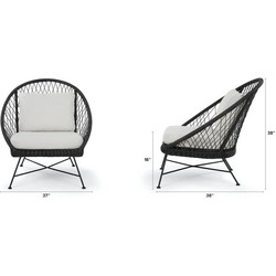 Maison Home Batea Lounge Chair 12053 L96 X W95.5 X H96.5Cm  -  Alu Black