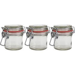 Weckpot/inmaakpot - 3x - glas - 100 ml - beugelsluiting - transparant - Weckpotten