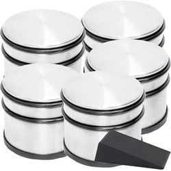 Ronde deurstopper met beschermranden 1.1 kg + gratis deurwig zwart - Deurstoppers
