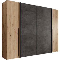 Meubella - Kledingkast Nassau - Eiken - Grijs - 270 cm
