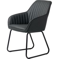 Eetkamerstoel PU Leer - Grijs - 59x58x84cm - Stoel Brooks - Set van 2