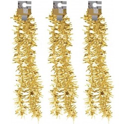 3x Gouden folieslingers grof 180 cm - Kerstslingers