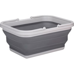 Alpina Wasmand/draagmand opvouwbaar - kunststof - 19 Liter - grijs - 38 x 28 x 18 cm - Emmers