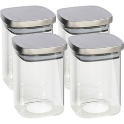 4x stuks voedsel/etenswaren bewaren voorraadpot 1400 ml glas met RVS deksel - Voorraadpot