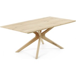 Kave Home - Armande tafel eiken fineer met gebleekte afwerking 180 x 90 cm