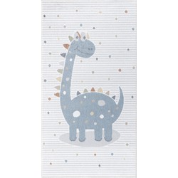 Machinewasbaar Kinderkamer Vloerkleed, KinderTapijt, SpeelTapijt - Dinosaurus DINO - Beige/Grijs - 80x150 cm