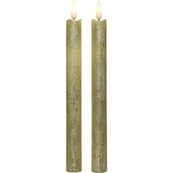 Lumineo Dinerkaarsen - 2 stuks - LED - glitter - goud - 24 cm - LED kaarsen