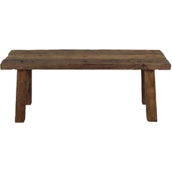 HSM Collection-Rechthoekige Bank Rustiek-120x31x45-Naturel-Teak