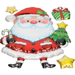Kerst decoratie stickers 3D Kerstman en sterretjes 28 x 41 cm - Feeststickers