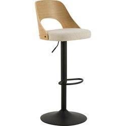 Barkruk - Beige Stof - Zithoogte 84cm - Lucas - Set van 2