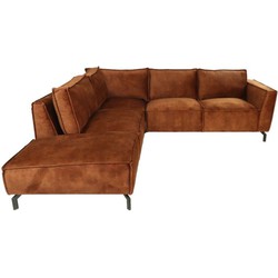 HSM Collection-Hoek Loungebank Links Morgan 96-248x261x88-Bruin/Zwart-Stof/Metaal