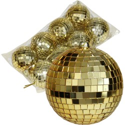 Othmar Decorations disco kerstballen - 8x - goud - 6 cm - kunststof - Kerstbal