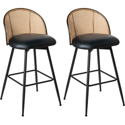 NATHAN - Barkruk set van 2 - Zwart - 99 cm - Kunstleer