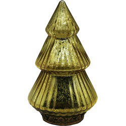 Clayre & Eef Kerstdecoratie met LED-verlichting Kerstboom Ø 13x23 cm Goudkleurig Glas
