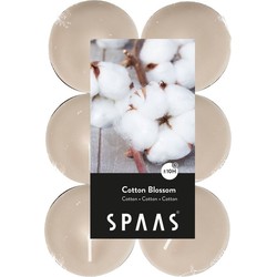 Spaas maxi waxinelichtjes - 12x - Cotton blossom - 10 branduren - geurkaarsen