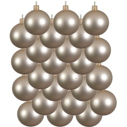 24x Glazen kerstballen mat licht parel/champagne 6 cm kerstboom versiering/decoratie - Kerstbal