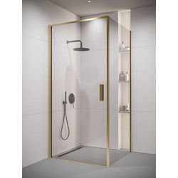 Badplaats Douchecabine Alava 90 x 90 x 190 cm - Goud - Douchewand met Draaideur - Cabine met Veiligheidsglas