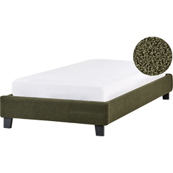 Beliani ROANNE - Eenpersoonsbed-Groen-Bouclé