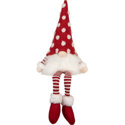 Clayre & Eef Kerstdecoratie met LED-verlichting Kabouter 16x12x32/60 cm Rood Synthetisch